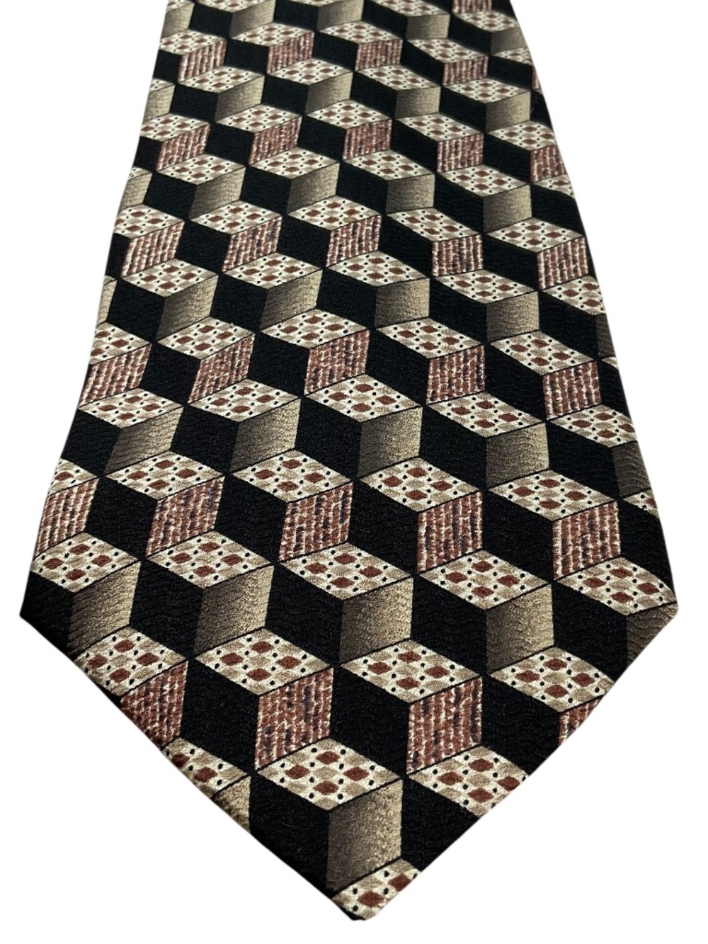 Original B.D. Baggies All Silk Tie Geometric Cube Pattern 57” x 4”